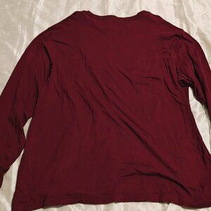 George men's long sleeves T-shirt round neck top size2XL (50-52) burgundy
